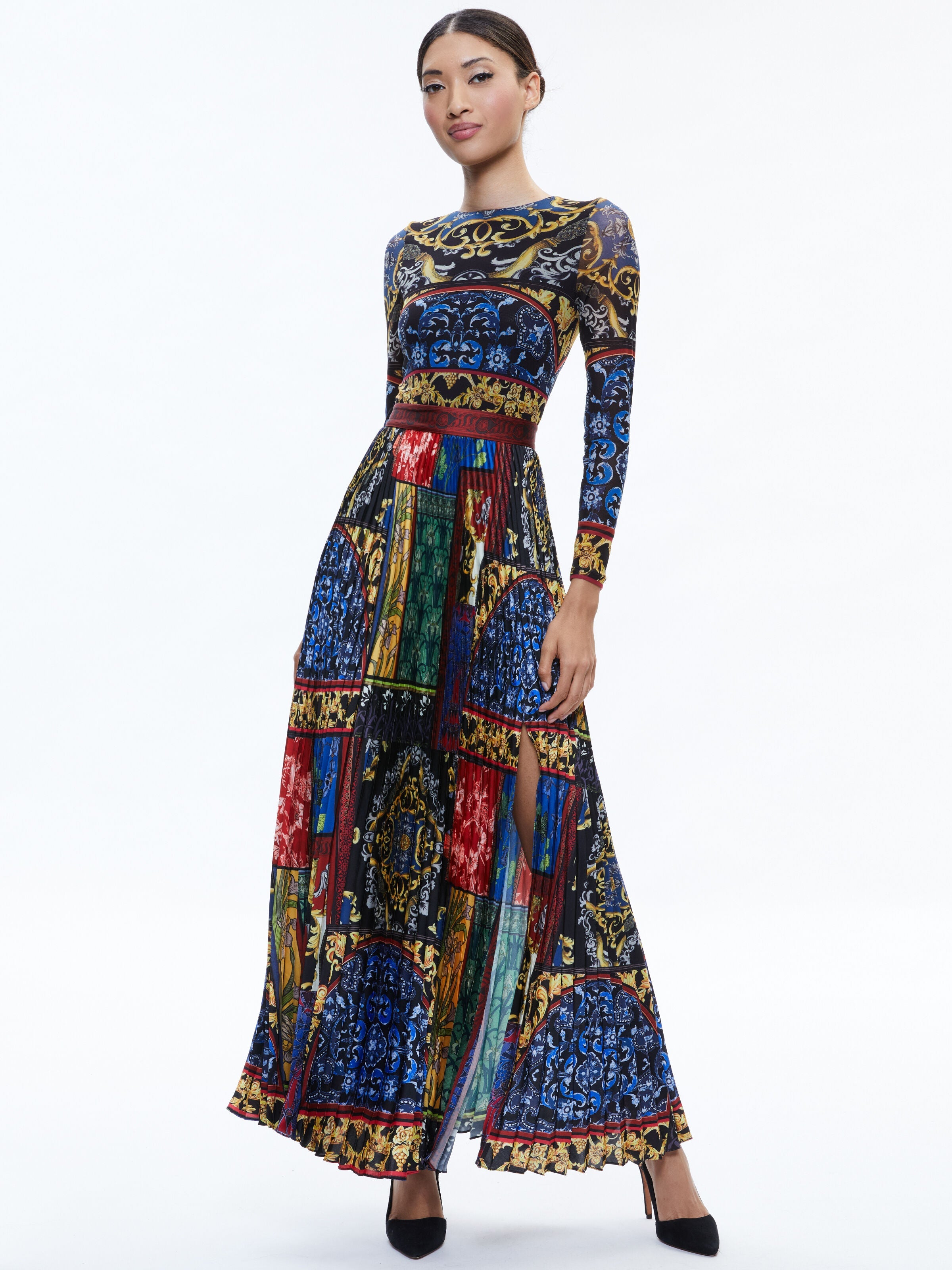 IVEY PLEATED SKIRT MAXI DRESS-ALICE + OLIVIA