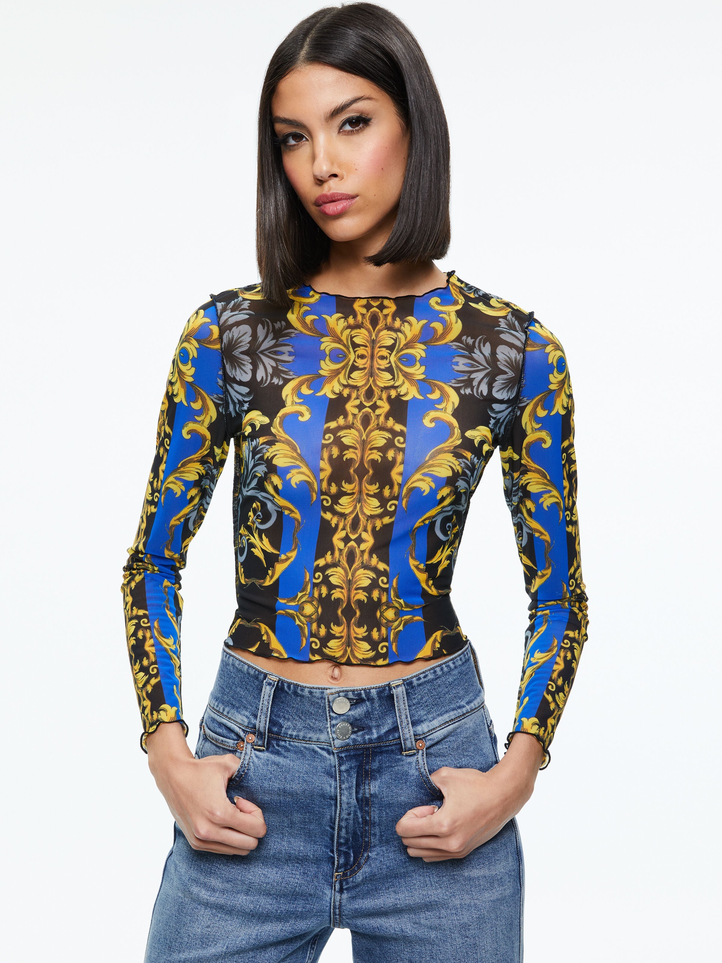 DELAINA LONG SLEEVE TOP-REGAL ROMANCE SAPPHIRE-ALICE + OLIVIA