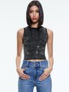 DARINA EMBELLISHED CROPPED TANK-BLACK/GUNMETAL-ALICE + OLIVIA
