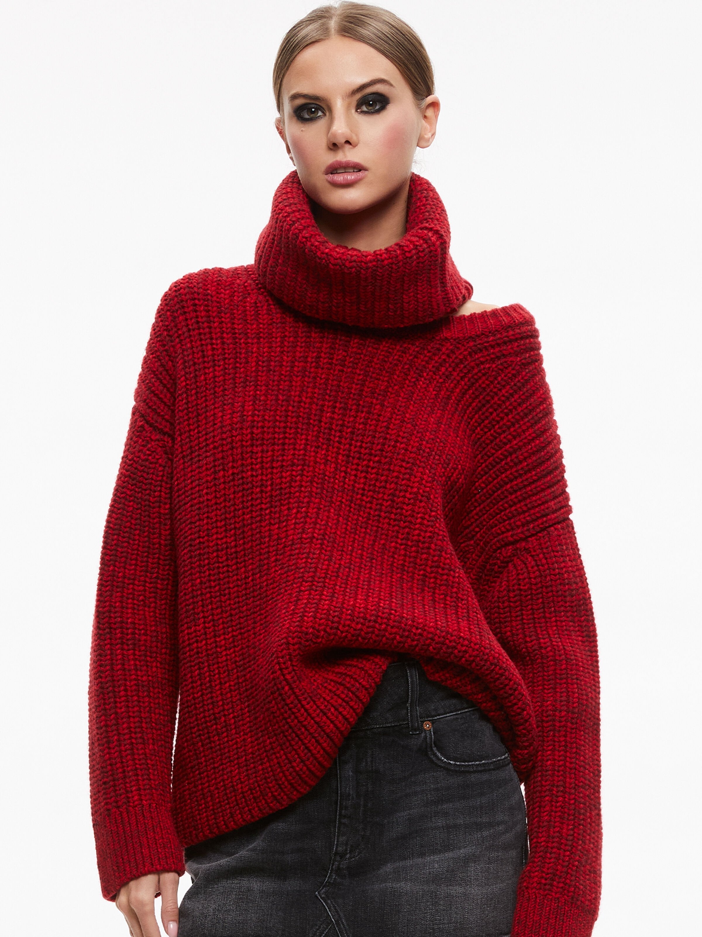 VERE DETACHABLE TURTLENECK SWEATER-BORDEAUX-ALICE + OLIVIA