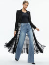 EVERLY DRAMA LACE MAXI BLAZER-Black-ALICE + OLIVIA