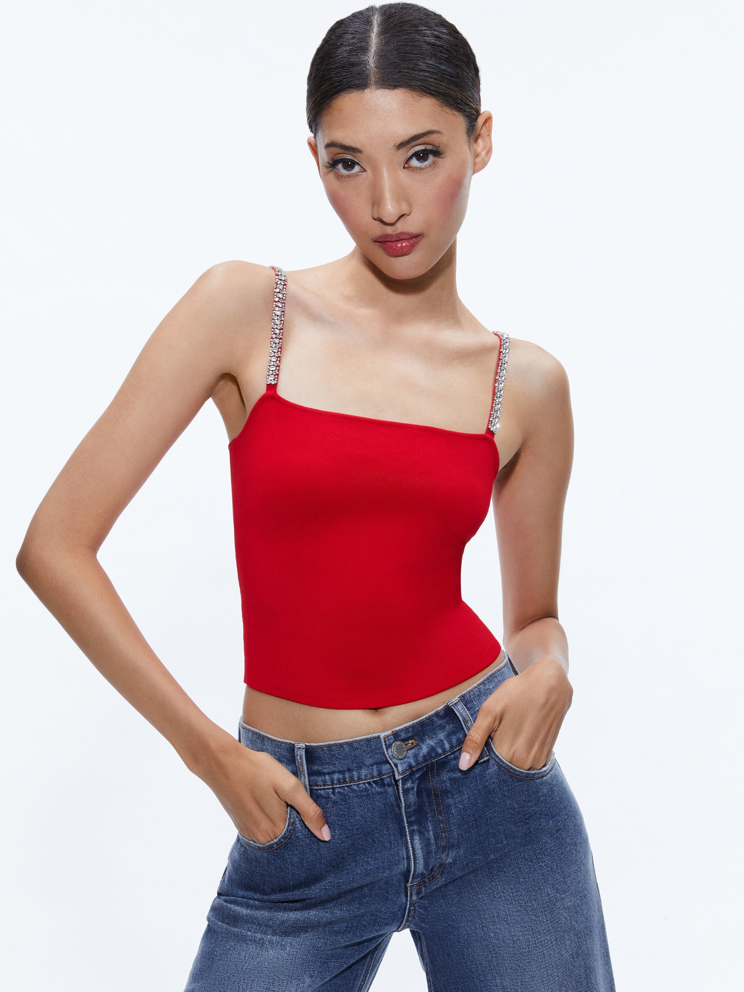 DRINA EMBELLISHED STRAP TANK-ALICE + OLIVIA