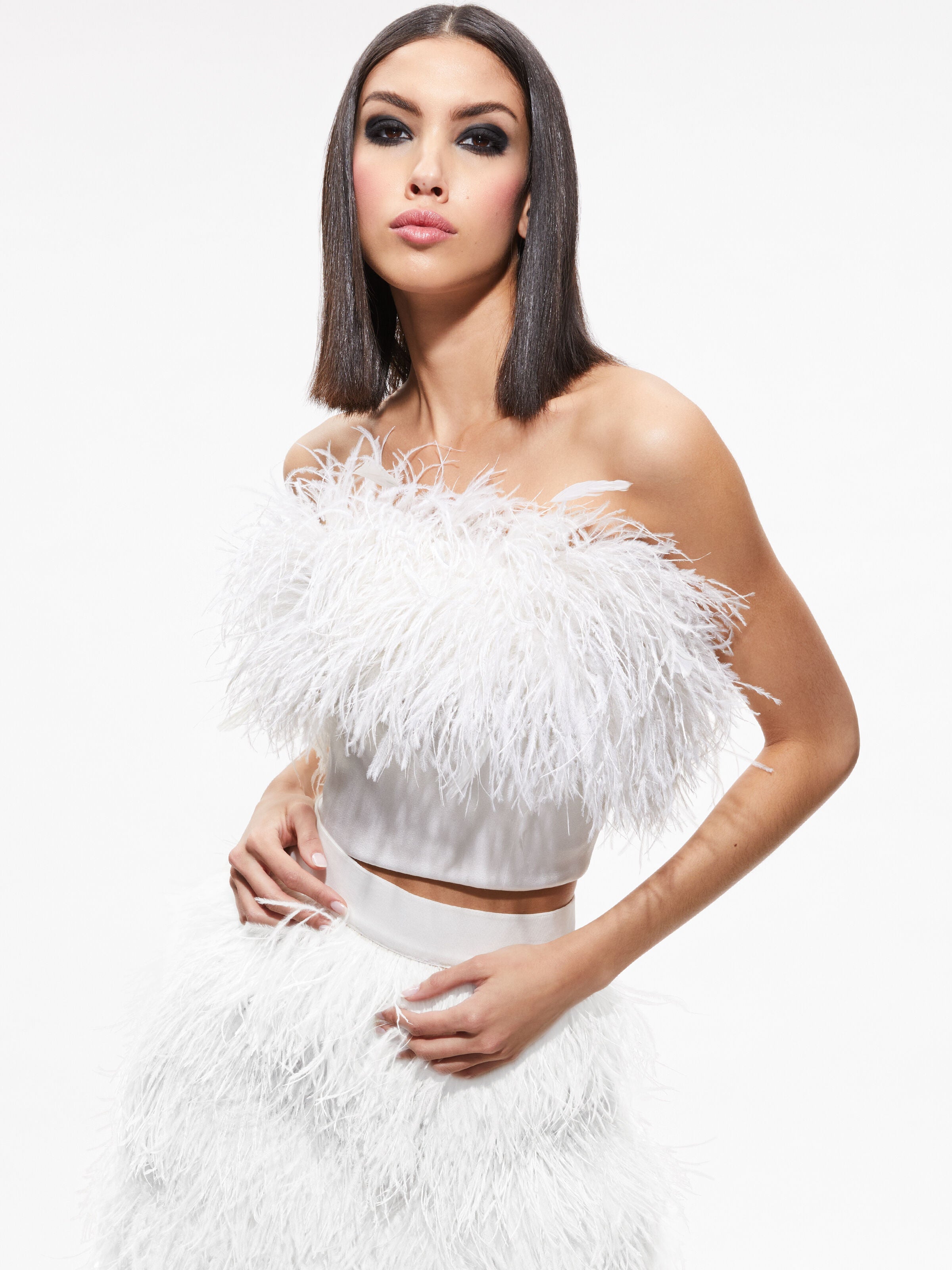 CERESI FEATHER TOP-ECRU-ALICE + OLIVIA