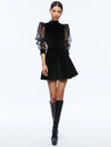 PAULETTE MOCK NECK PUFF SLEEVE MINI DRESS-ALICE + OLIVIA