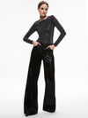 TAEYN EMBELLISHED CREW NECK BODYSUIT-BLACK/SILVER-ALICE + OLIVIA