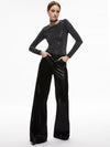 TAEYN EMBELLISHED CREW NECK BODYSUIT-BLACK/SILVER-ALICE + OLIVIA
