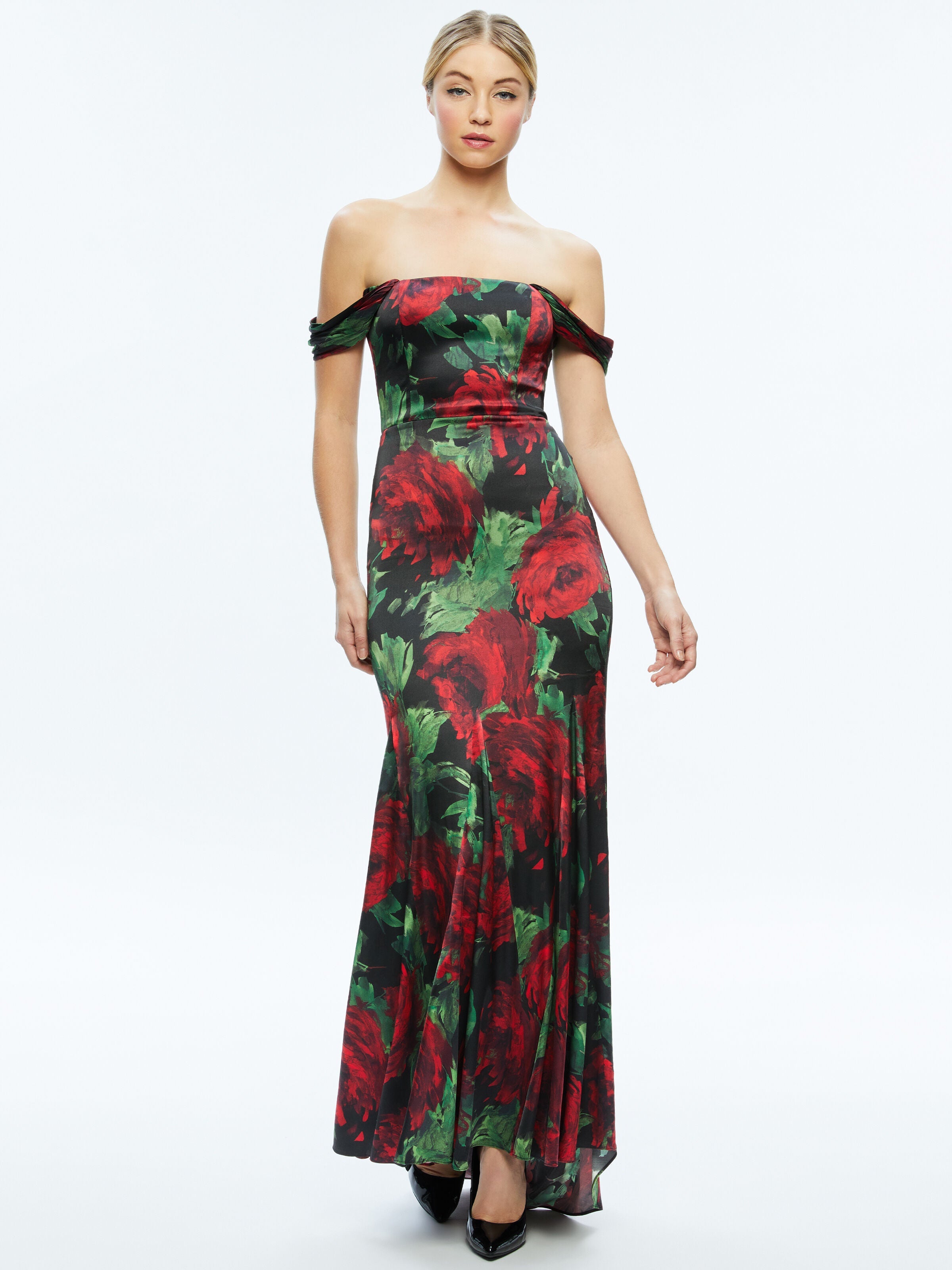 ARZA OFF SHOULDER MAXI DRESS-CLOUD FLORAL BORDEAUX LG-ALICE + OLIVIA