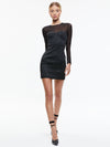 TAKAKO MESH CREW NECK MINI DRESS-Black-ALICE + OLIVIA