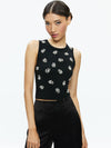 AMITY EMBELLISHED CROPPED TANK-Black-ALICE + OLIVIA