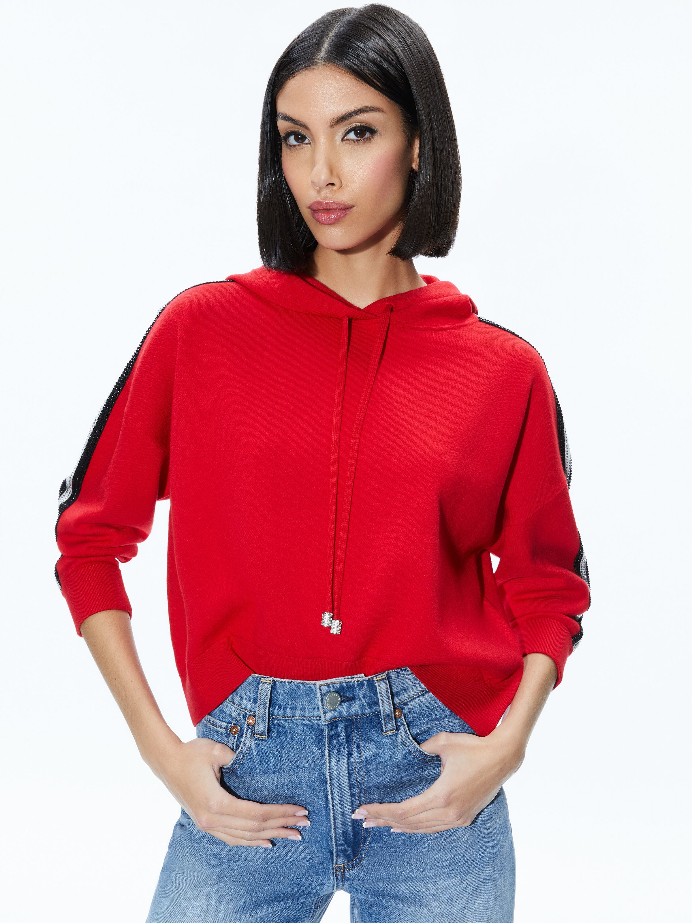 KATERINE EMBELLISHED CROPPED HOODIE