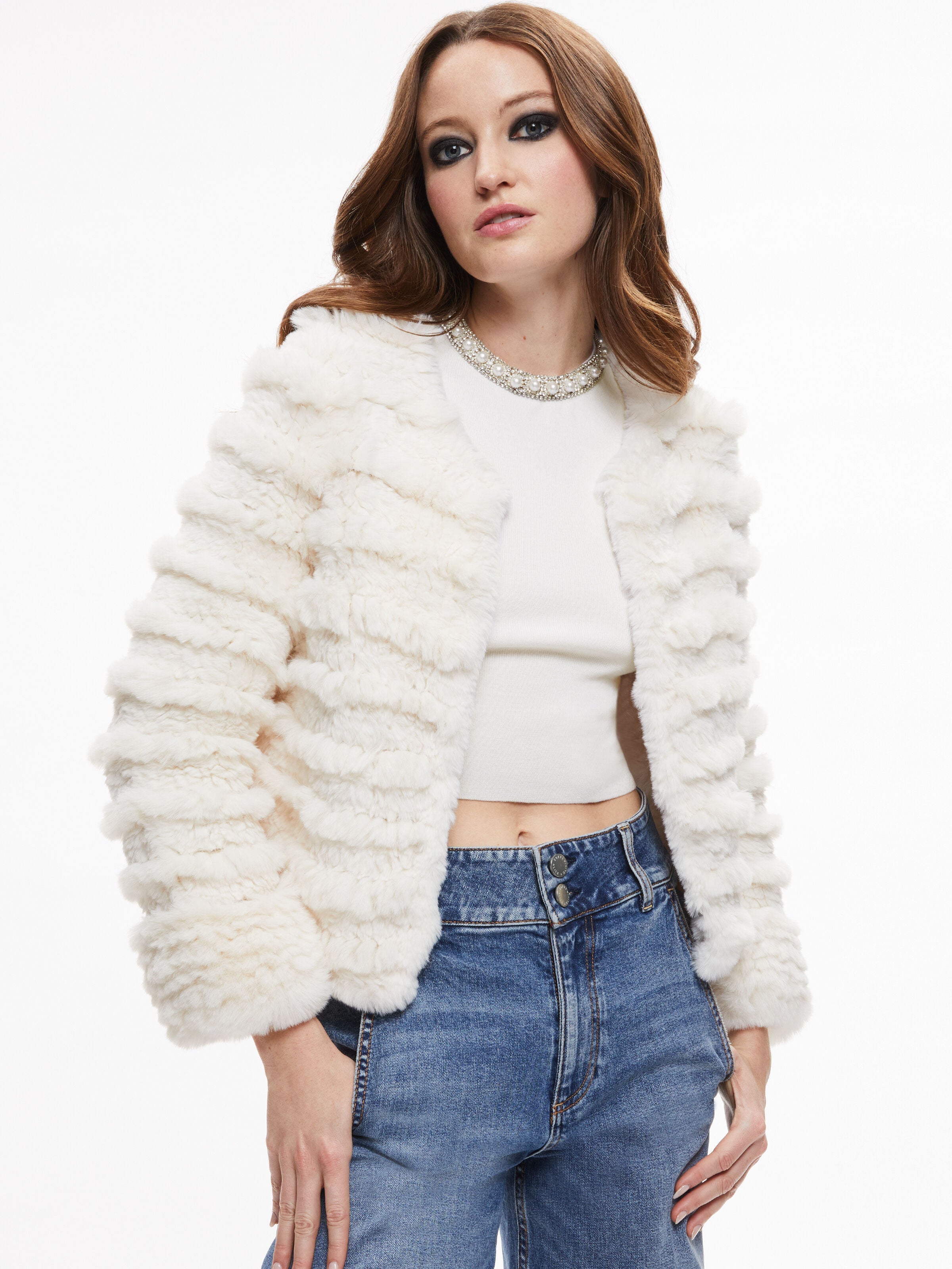 FAWN FAUX FUR JACKET-Black-ALICE + OLIVIA