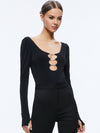 KALENA SCOOP NECK CUTOUT BODYSUIT-Black-ALICE + OLIVIA