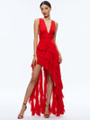 HOLLY ASYMMETRIC RUFFLE MAXI DRESS-BRIGHT RUBY-ALICE + OLIVIA