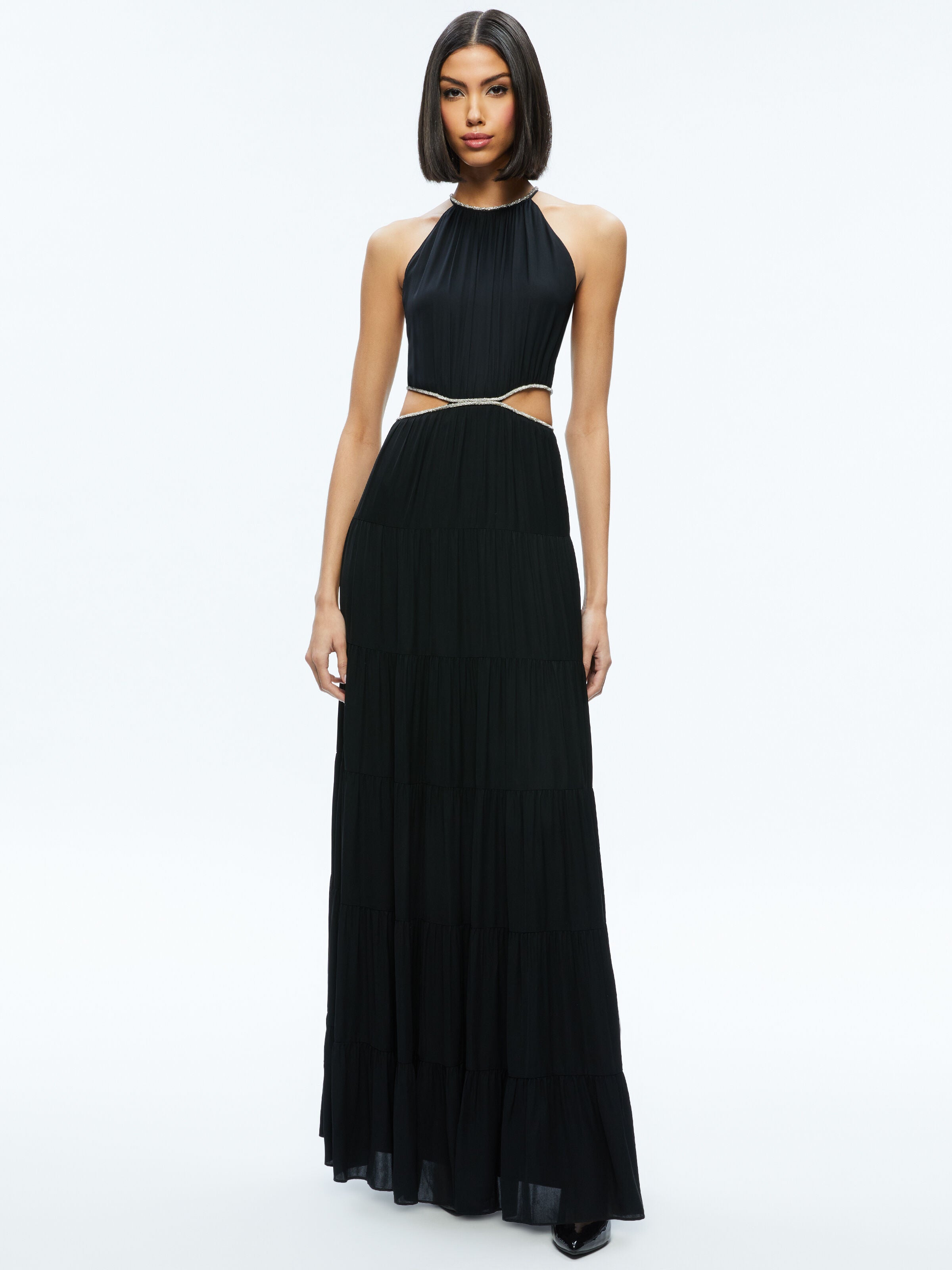 MYRTICE EMBELLISHED CUT OUT MAXI DRESS-Black-ALICE + OLIVIA