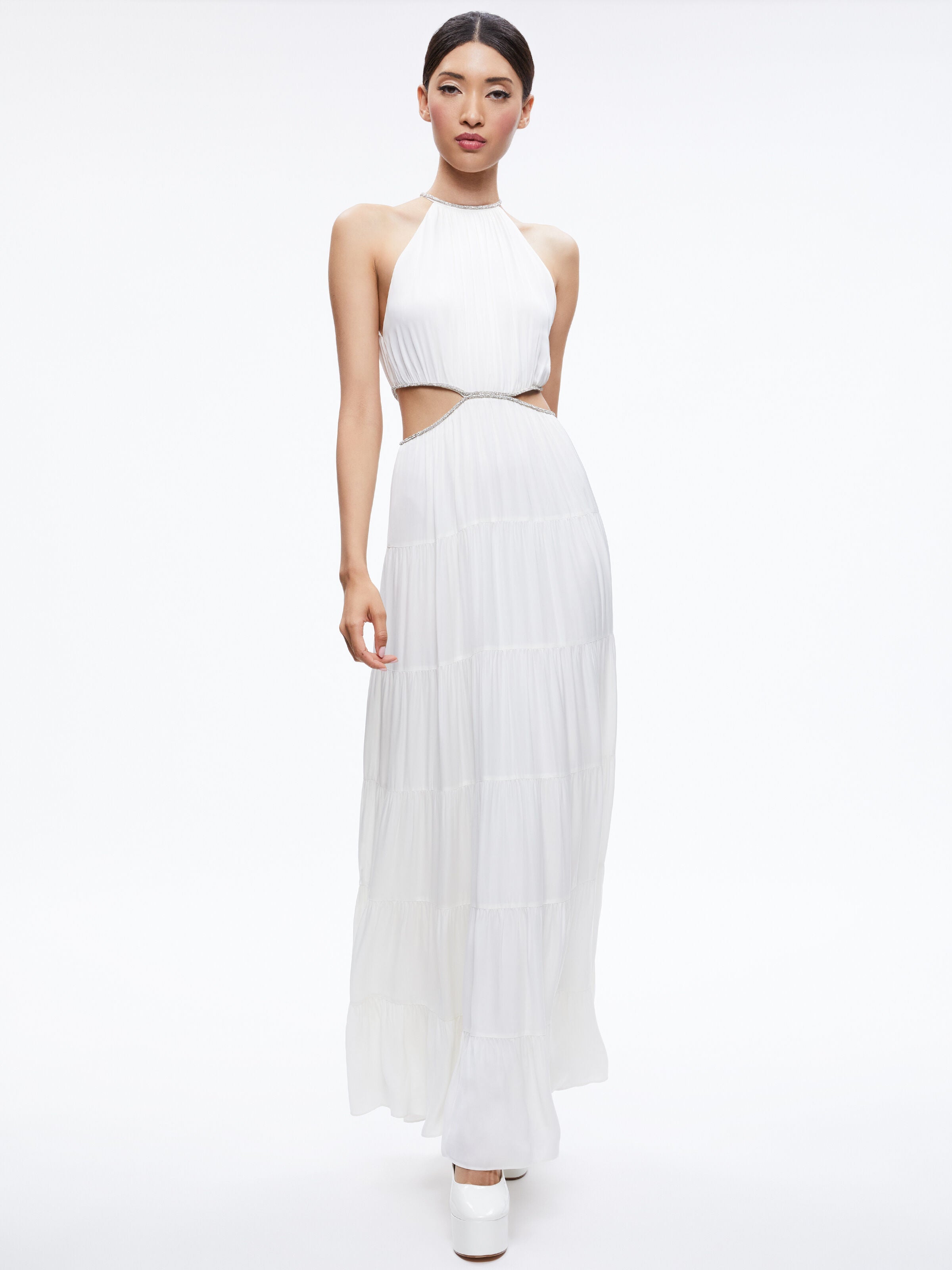 MYRTICE EMBELLISHED CUT OUT MAXI DRESS-Black-ALICE + OLIVIA