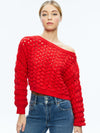 ALLENE CABLE KNIT CREWNECK-BRIGHT RUBY-ALICE + OLIVIA