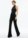 CATALINE SEQUIN HIGH NECK WIDE LEG JUMPSUIT-Black-ALICE + OLIVIA
