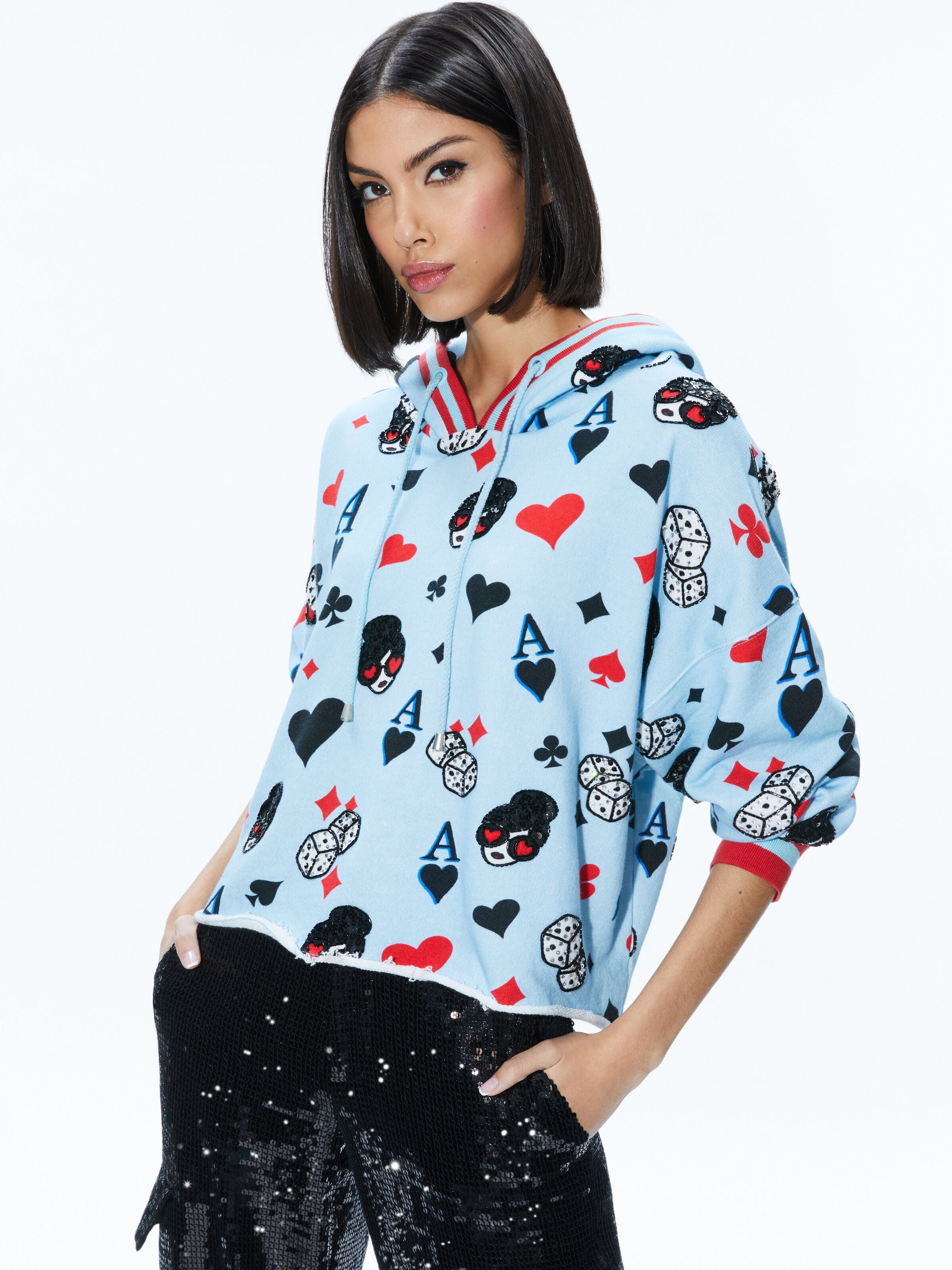 SUNNY BOXY CROPPED HOODIE-ALICE + OLIVIA