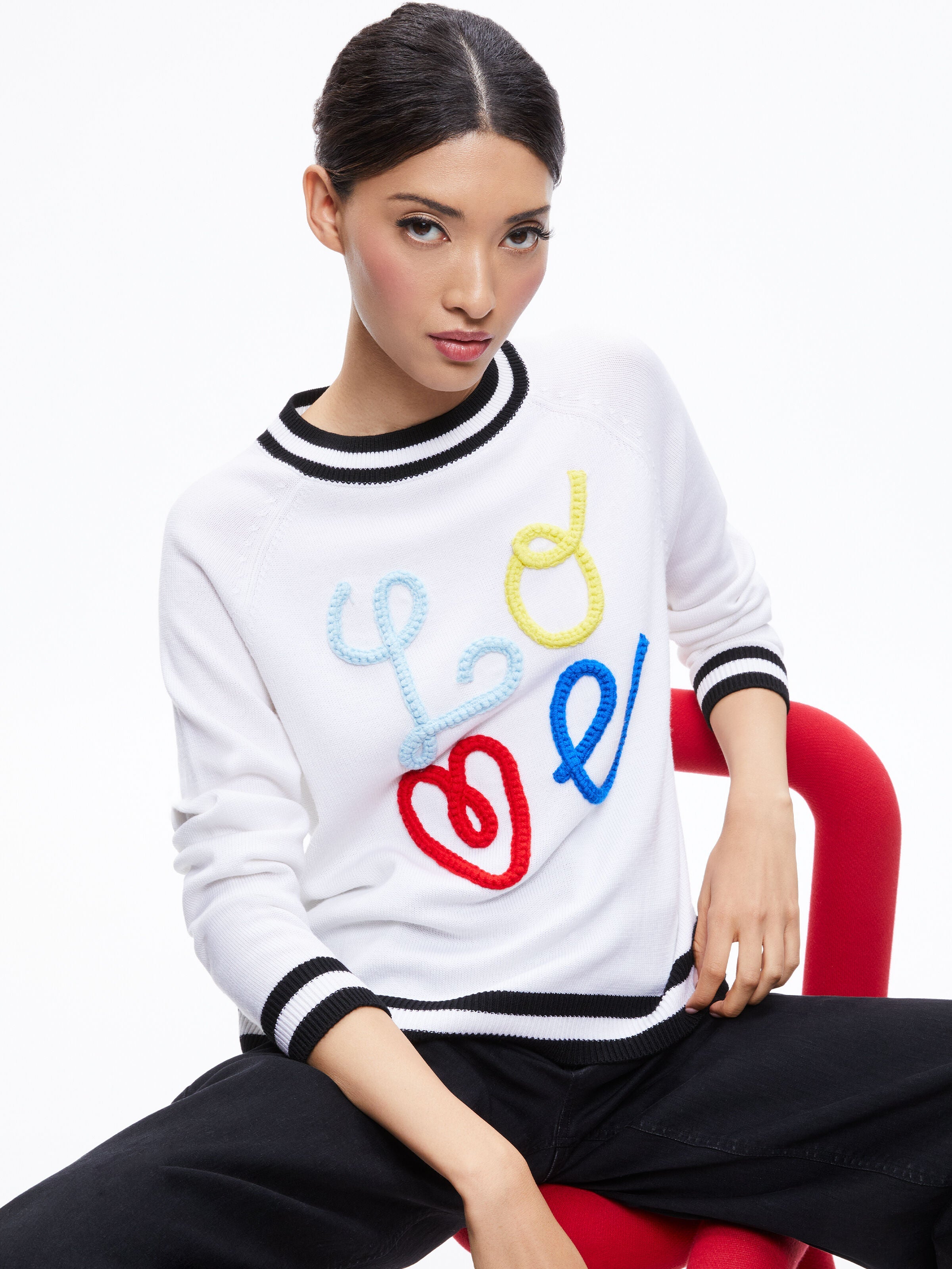 ALBINA LOVE PULLOVER-ICE/BRIGHT RUBY-ALICE + OLIVIA