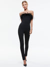 IDELL OFF SHOULDER FEATHER TRIM JUMPSUIT-Black-ALICE + OLIVIA