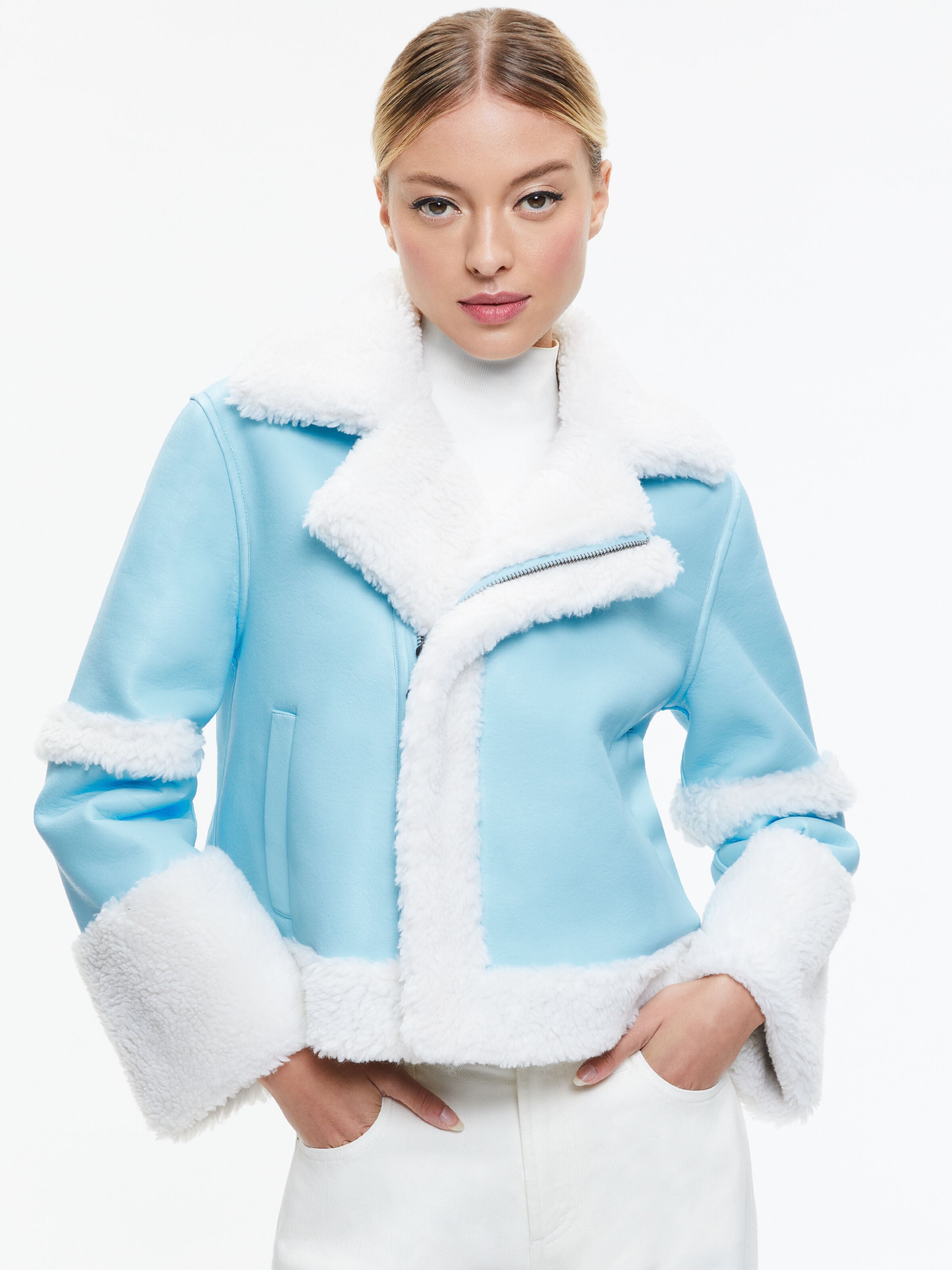 TENY VEGAN LEATHER CROPPED COAT-ALICE + OLIVIA