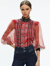 BETTINA BLOUSON SLEEVE TOP-ALLURE MEDALLION-ALICE + OLIVIA