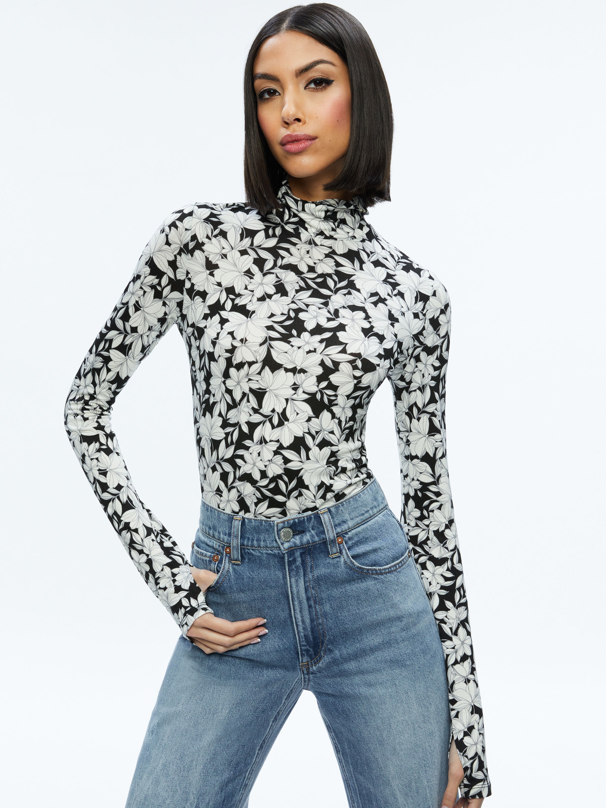 DELAINA TURTLENECK TOP-HOMEROOM FLORAL-ALICE + OLIVIA