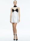 JULIENNE V-NECK MINI DRESS-OFF WHITE/BLACK-ALICE + OLIVIA