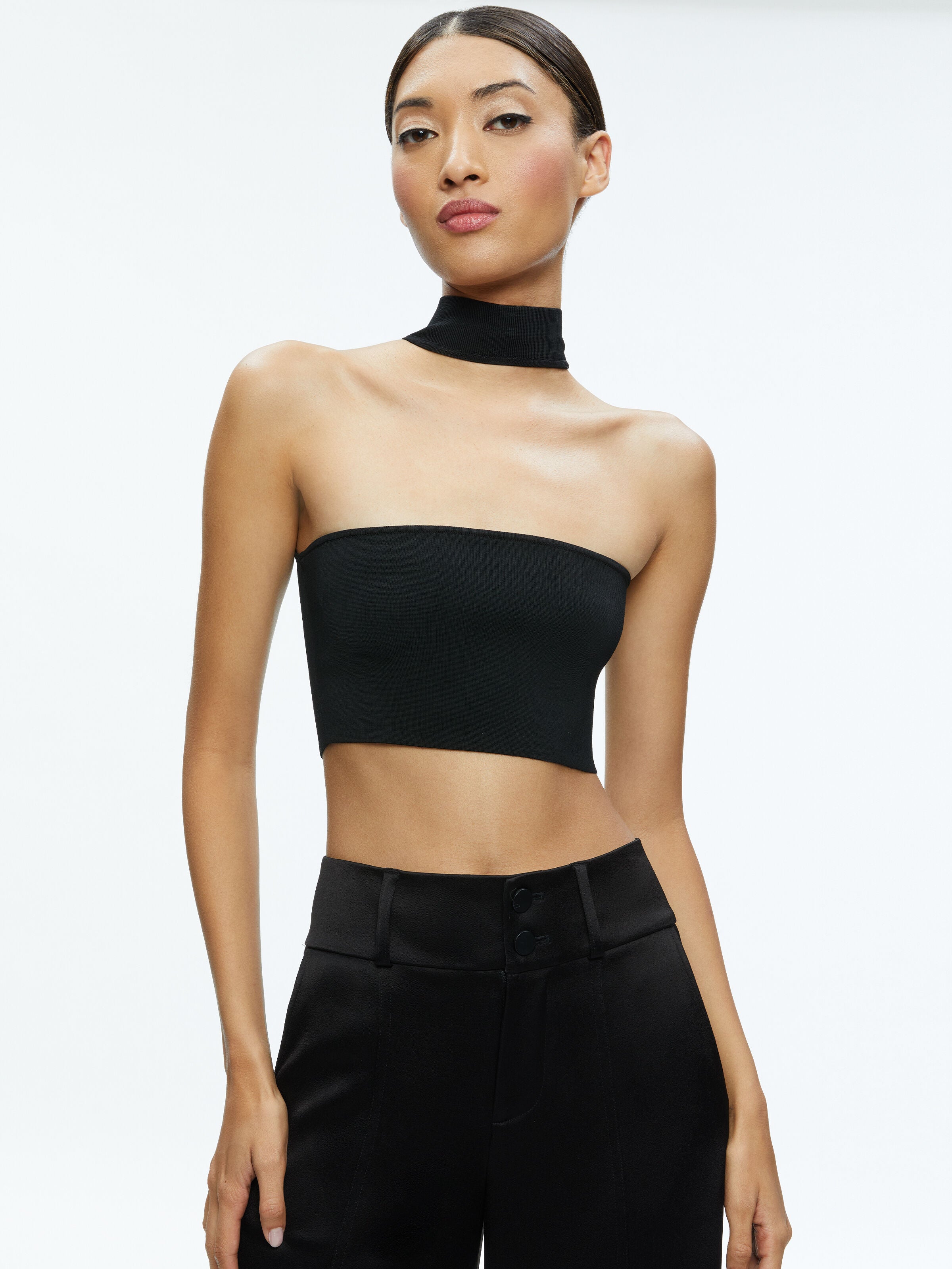 RAYA MOCK NECK RACERBACK CROPPED PULLOVER-ALICE + OLIVIA