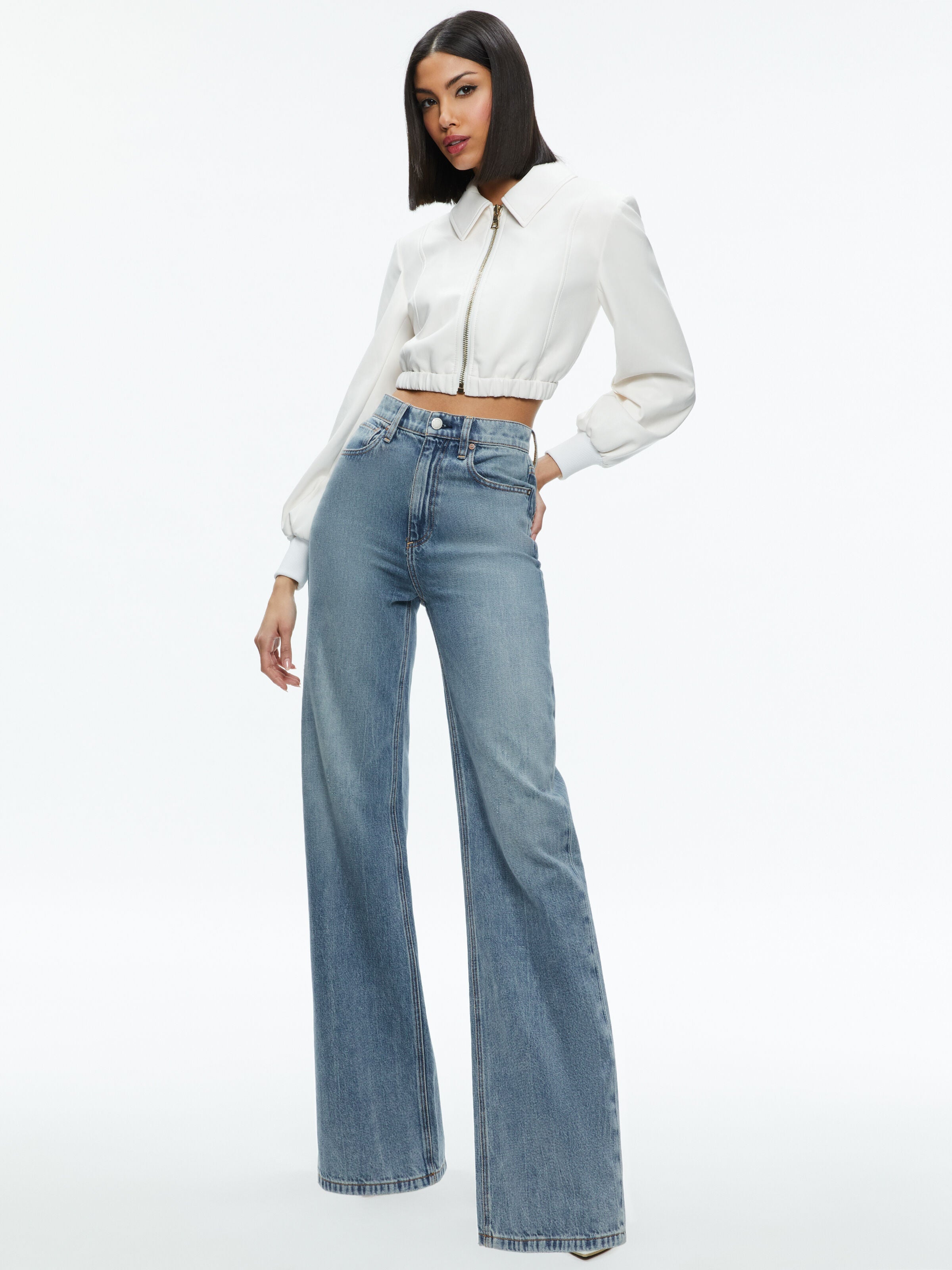 DELLA CROPPED VEGAN LEATHER JACKET-OFF WHITE-ALICE + OLIVIA