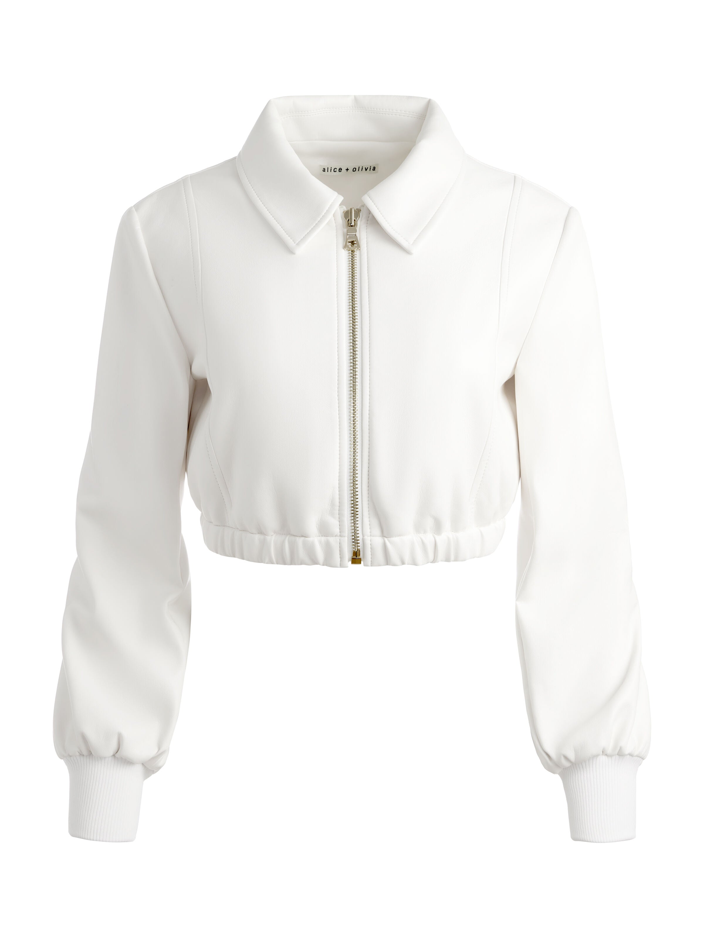 DELLA CROPPED VEGAN LEATHER JACKET-OFF WHITE-ALICE + OLIVIA