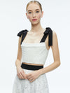 CLARA BOW STRAP BUSTIER CROP TOP-OFF WHITE-ALICE + OLIVIA