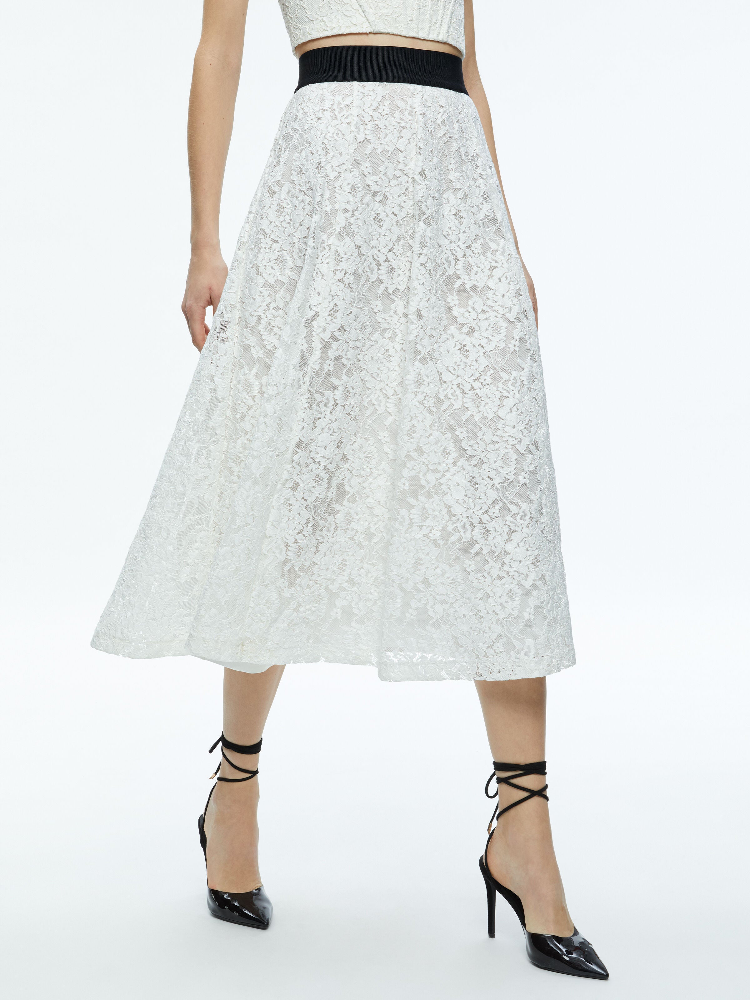 EARLA LACE MIDI SKIRT-OFF WHITE-ALICE + OLIVIA
