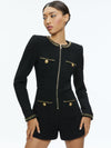 SHILOH GOLD ZIPPER ROMPER-Black-ALICE + OLIVIA