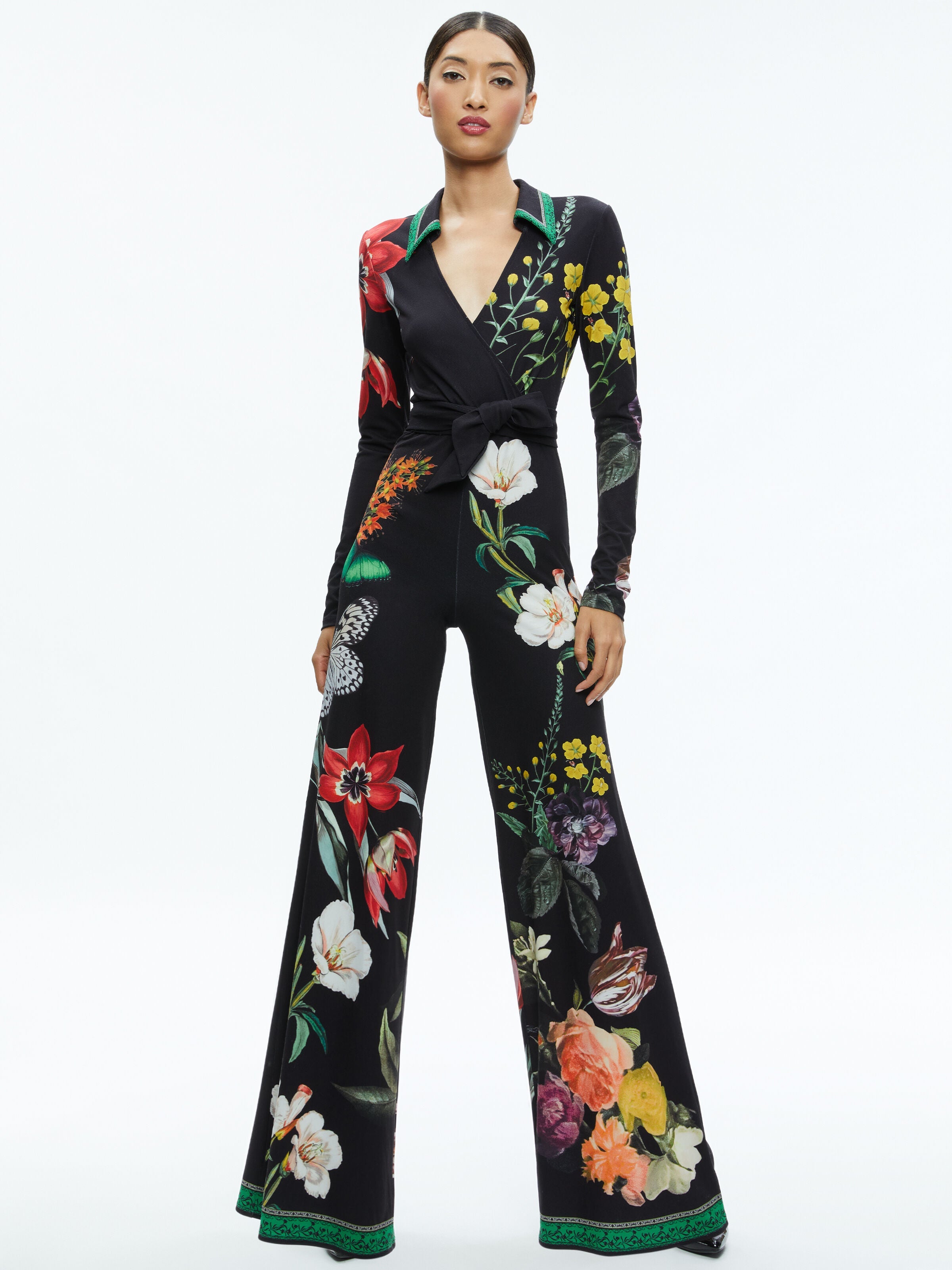 MELINDA WIDE LEG WRAP JUMPSUIT-ALICE + OLIVIA