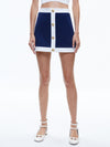 COLTON COLORBLOCK BUTTON FRONT MINI SKIRT-INDIGO/OFF WHITE-ALICE + OLIVIA