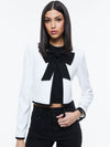 KIDMAN BOW FRONT CROPPED JACKET-OFF WHITE/BLACK-ALICE + OLIVIA