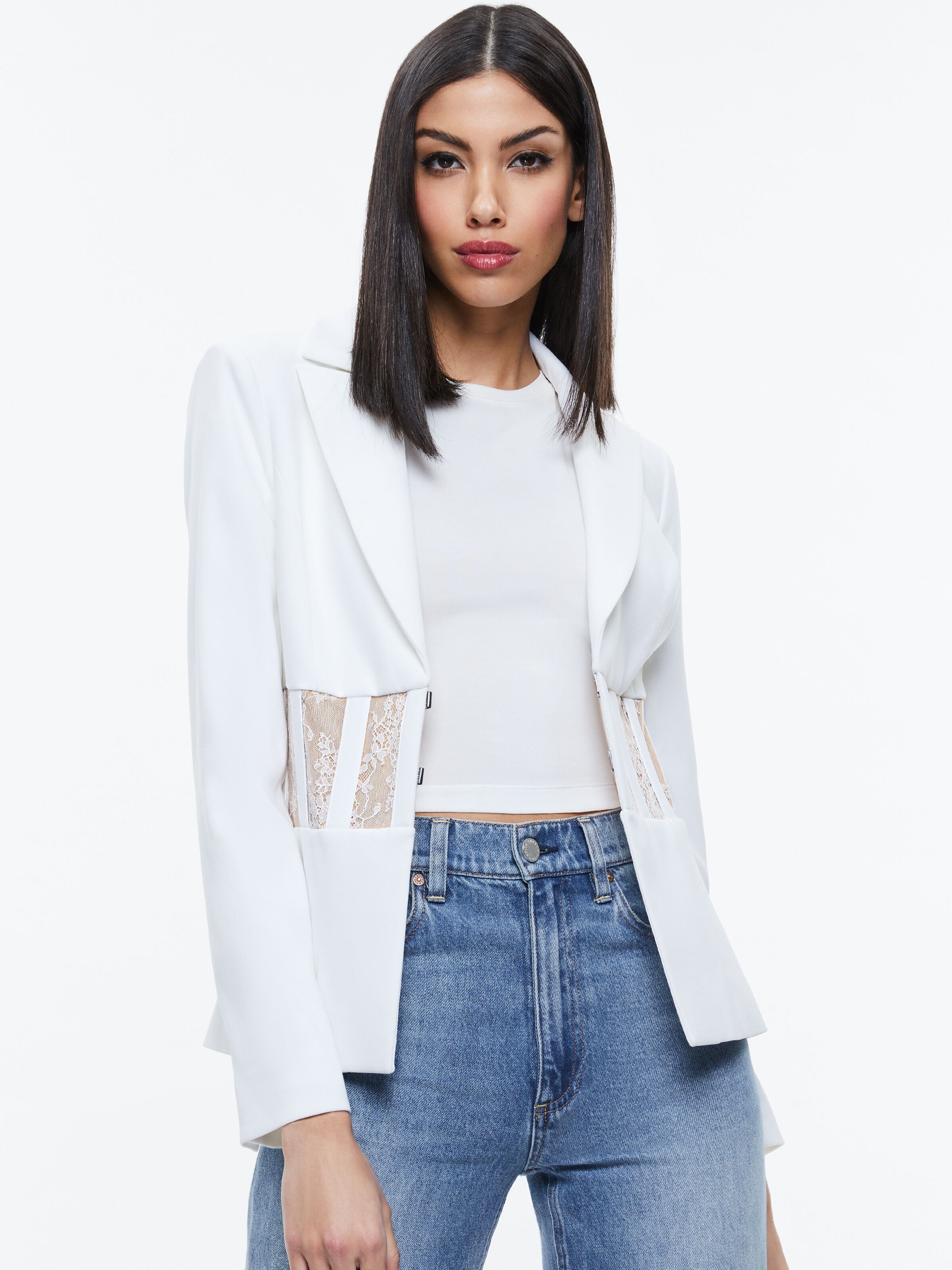 ALEXIA FITTED SHEER CORSET BLAZER