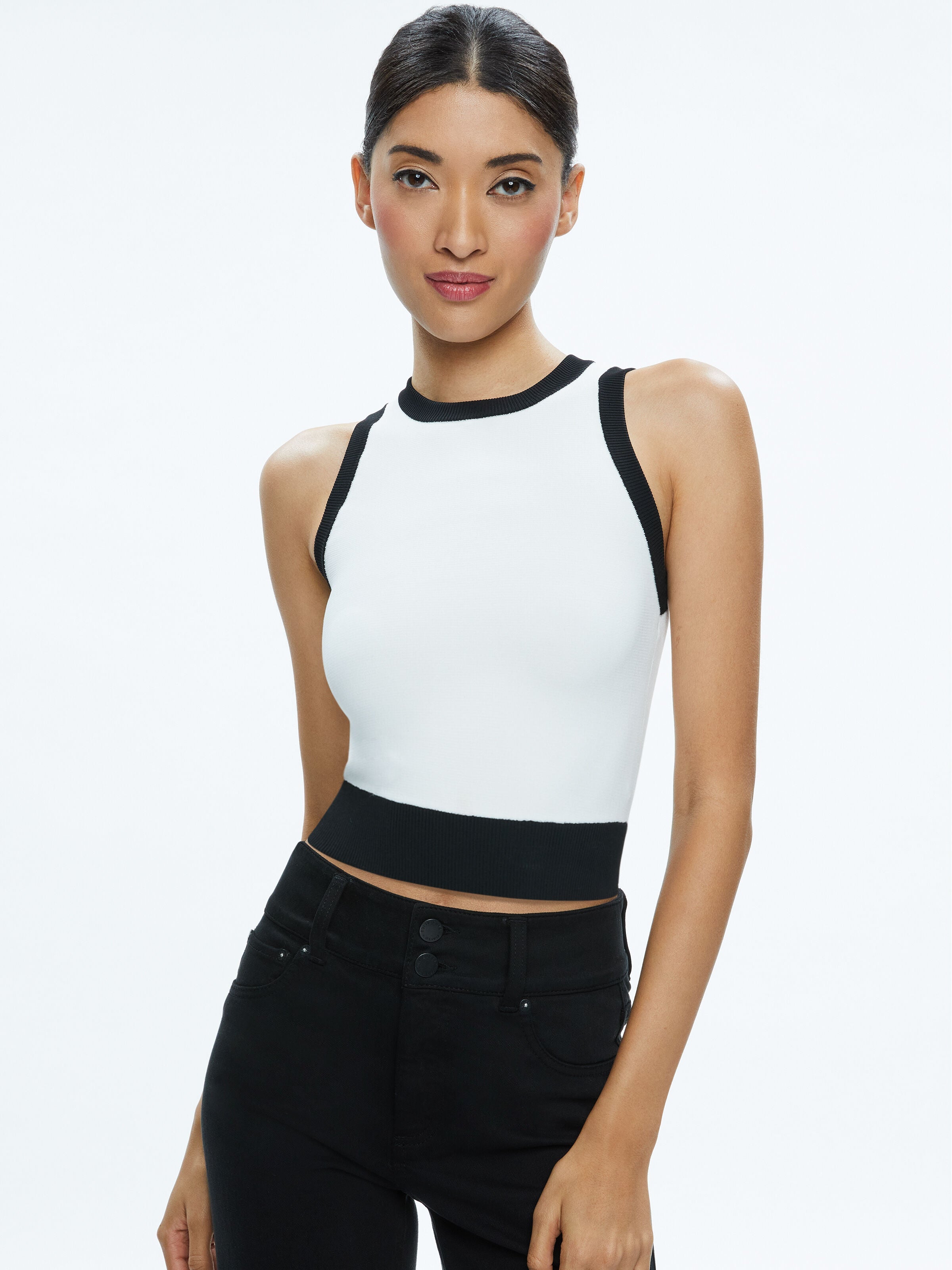 BOYD CREWNECK TANK-HAPPY YELLOW/SOFT WHITE-ALICE + OLIVIA