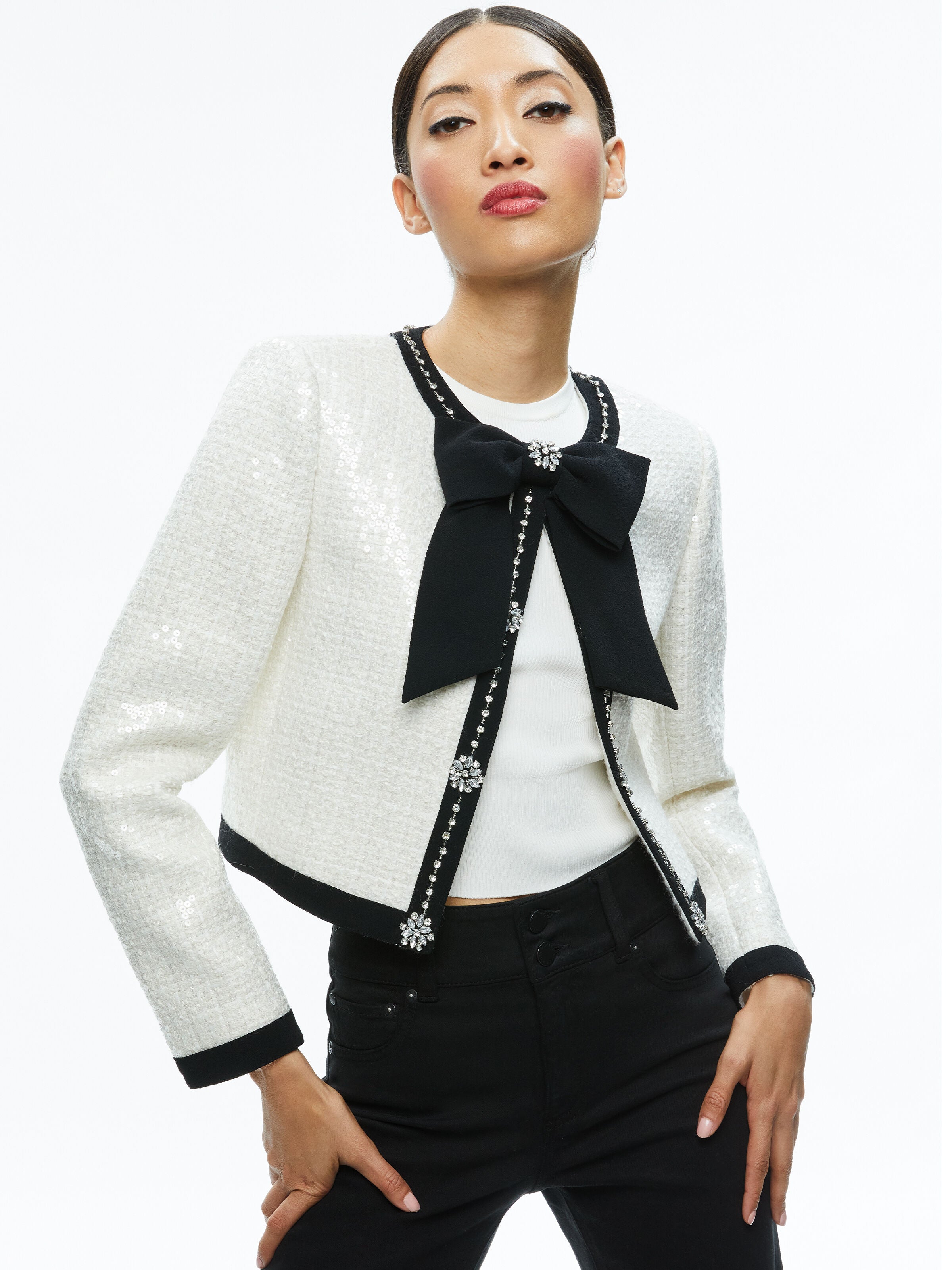 GWYNETH EMBELLISHED CROPPED BOW JACKET-OFF WHITE-ALICE + OLIVIA