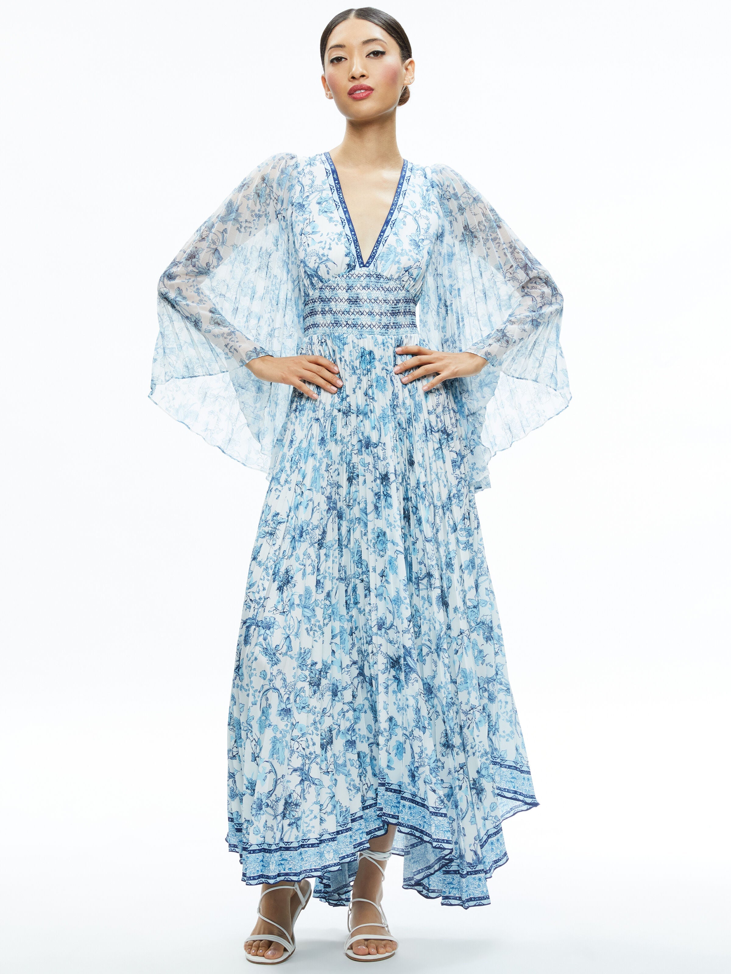 SION SUNBURST PLEATED MAXI DRESS-ALICE + OLIVIA