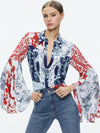 WILLA FITTED PLACKET BELL SLEEVE TOP-JE L'ADORE-ALICE + OLIVIA