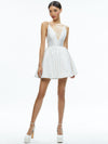 ELLAMAE DEEP V-NECK DRESS-OFF WHITE-ALICE + OLIVIA