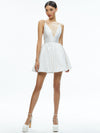ELLAMAE DEEP V-NECK DRESS-OFF WHITE-ALICE + OLIVIA