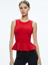 POPPY CREW NK PEPLUM TOP-Black-ALICE + OLIVIA