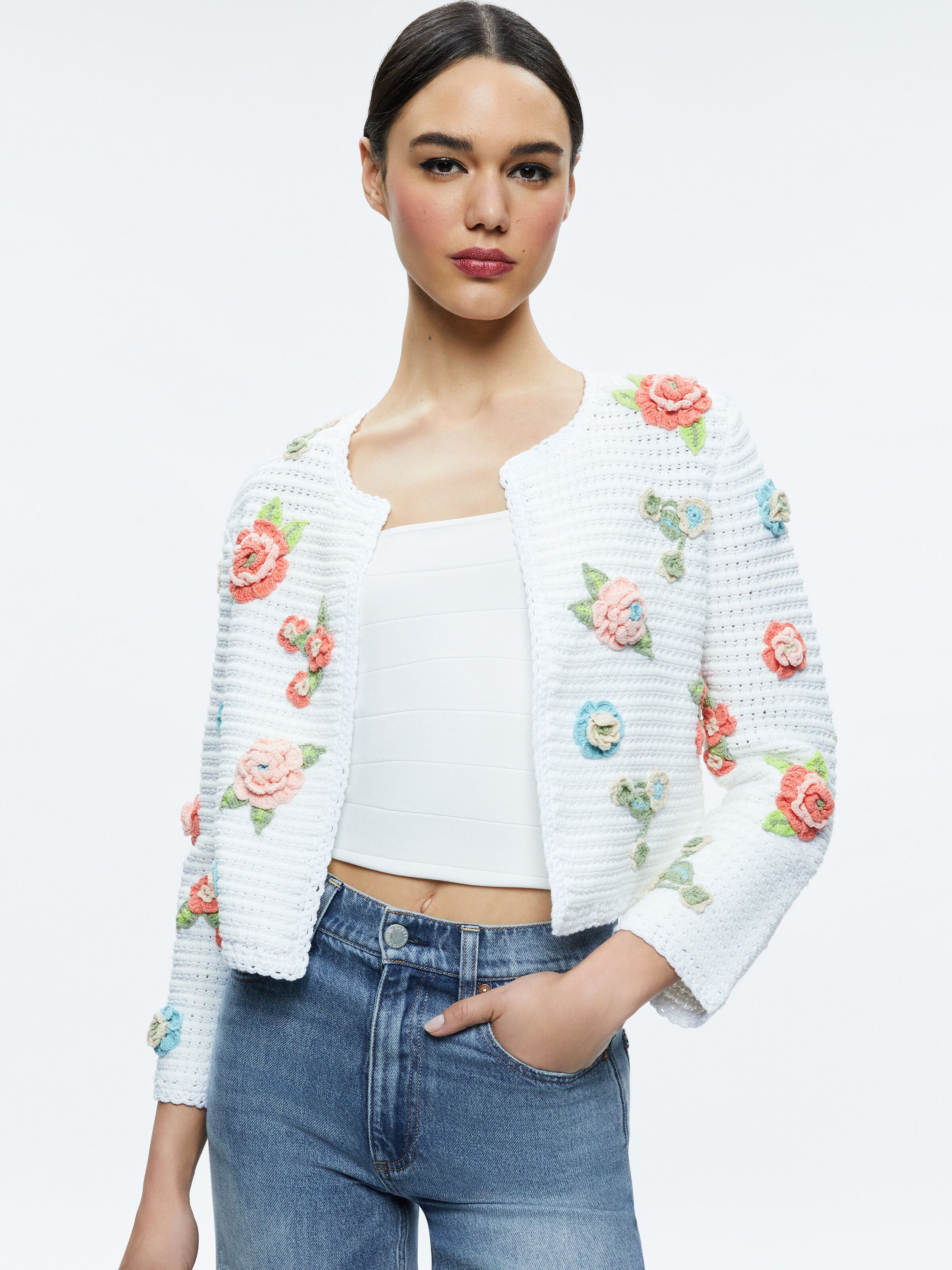 ANDERSON CROCHET CARDIGAN-WHITE MULTI-ALICE + OLIVIA