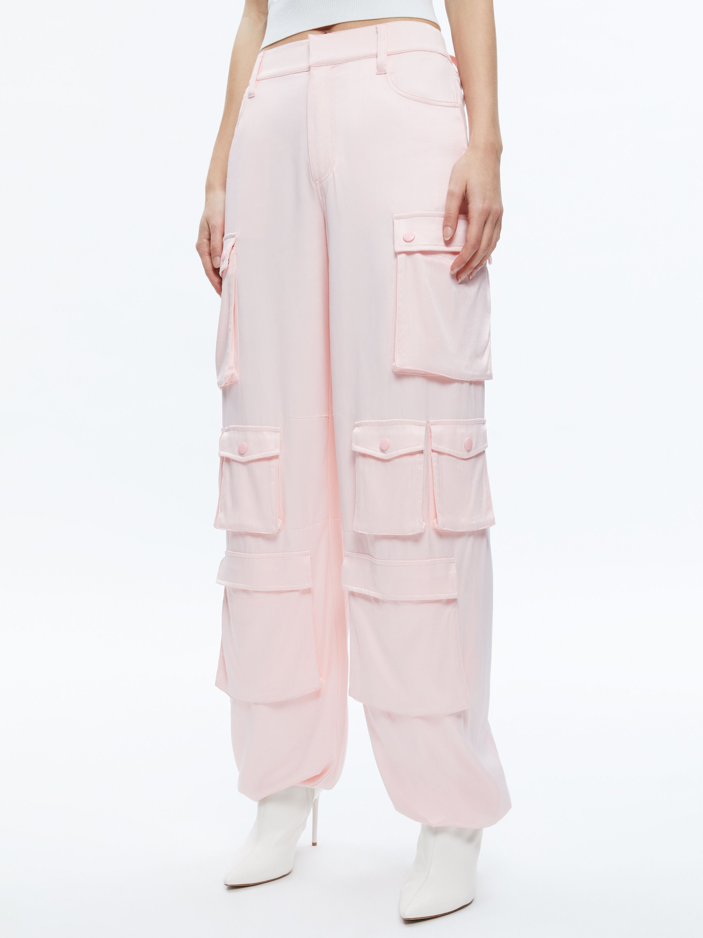 OLYMPIA MID RISE BAGGY CARGO PANTS-ALICE + OLIVIA