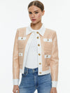 KINLEY WOVEN VEGAN LEATHER JACKET-ALMOND/OFF WHITE-ALICE + OLIVIA