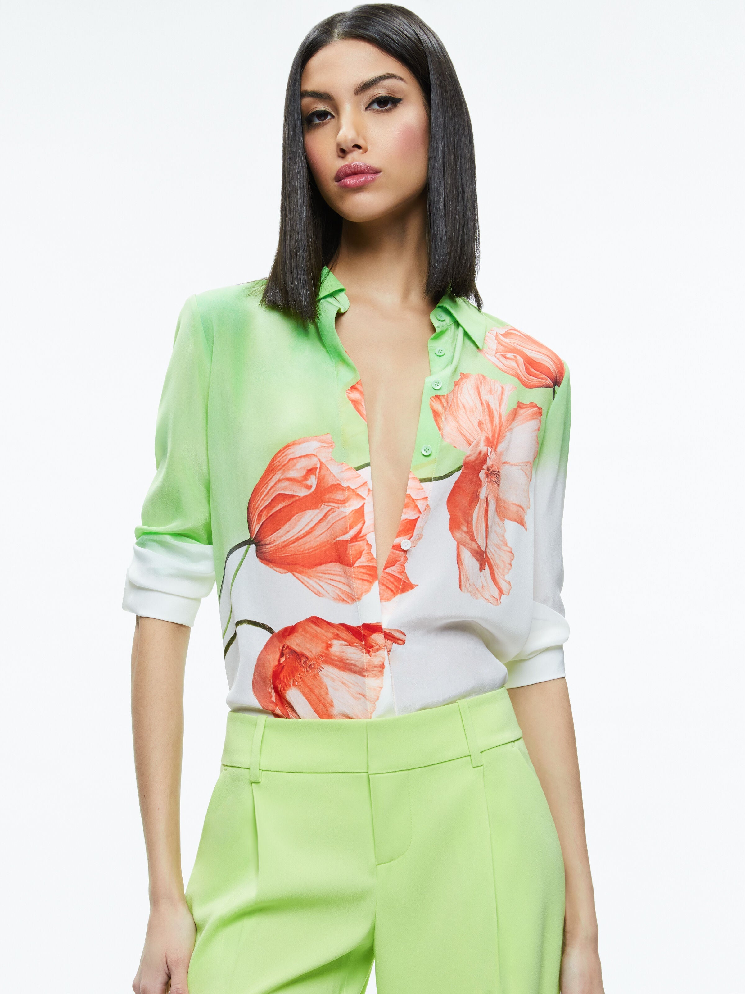 BRADY SILK BLOUSE-DREAM LIFE BLACK-ALICE + OLIVIA