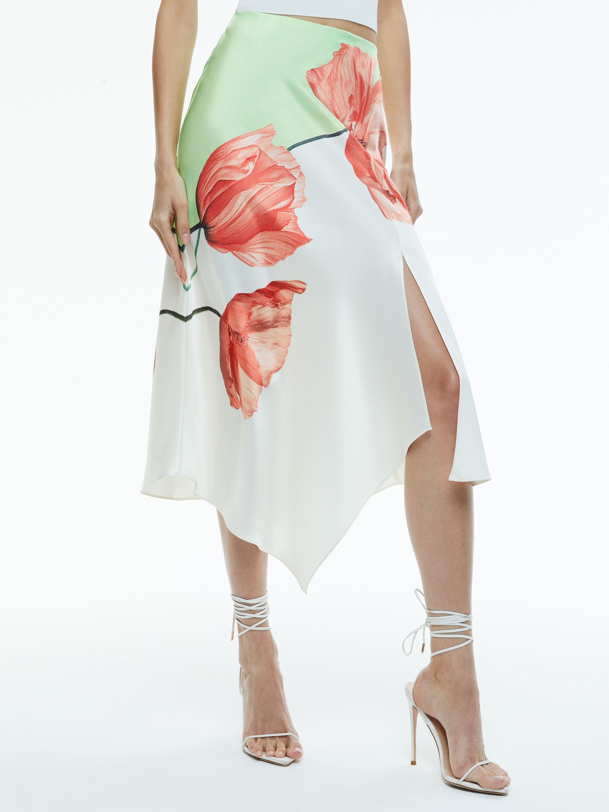 HARMONY DRAPEY SLIT ASYMMETRIC SKIRT-DREAM LIFE SHARP GREEN-ALICE + OLIVIA